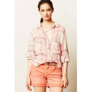 Anthropologie Holding Horses Plaid Button Down Top